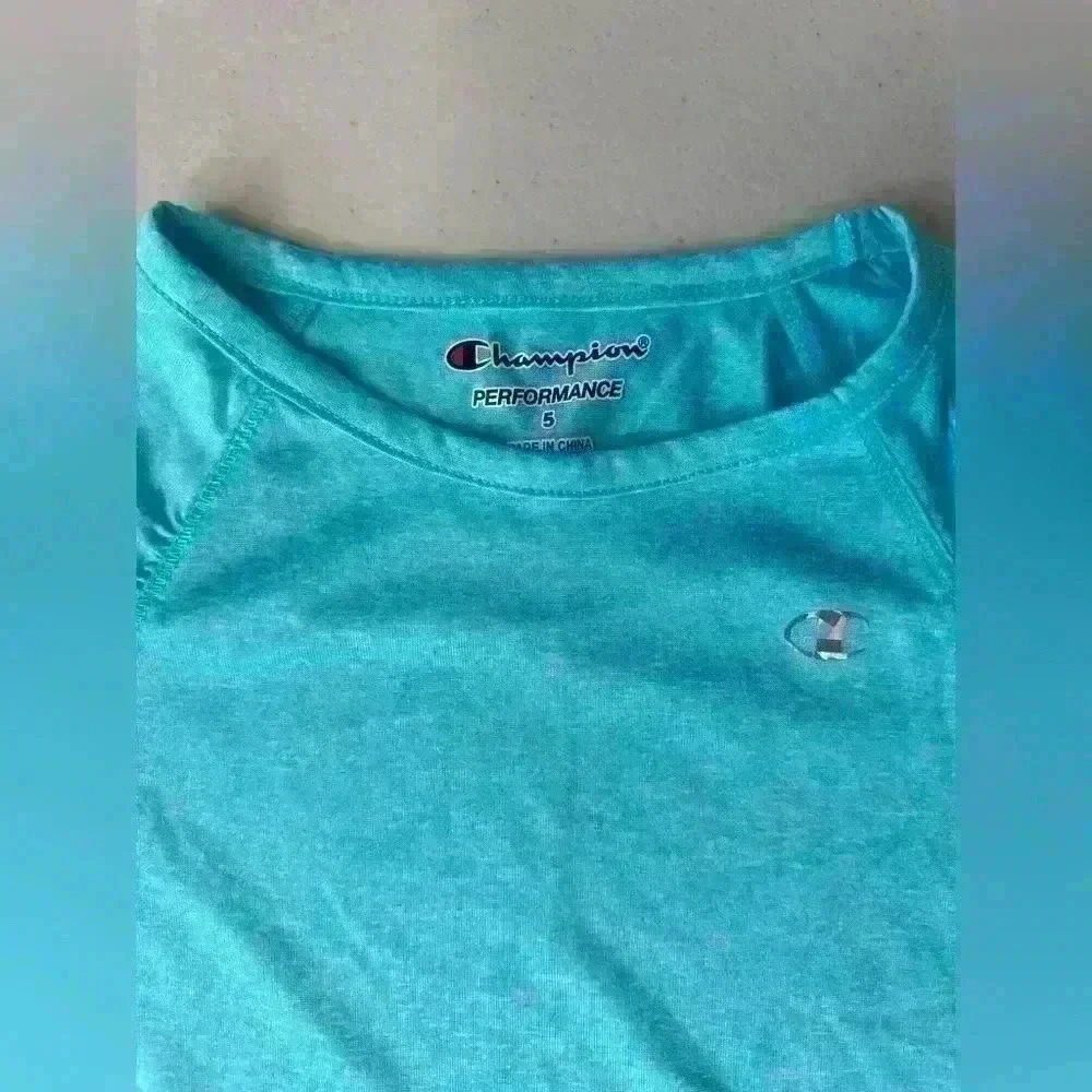 Champion Kids Core Performance T-Shirt Size 5 Blue Atoll Heather - Picture 3 of 6